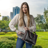 Concealed Carry Emma Leather Satchel -  Designer Concealed Carry Purse -  YKK Locking Purse with Universal Holster -  Leather Bag For Gun Owners - Easy Conceal Carry -  CCW Purse for Women - Conceal and Carry purse for Handgun - Designer Luxury Conceal Carry Handbag -  Handbag Gun and Pistol Bag - Handbag for concealed gun - Hidden Gun Bag